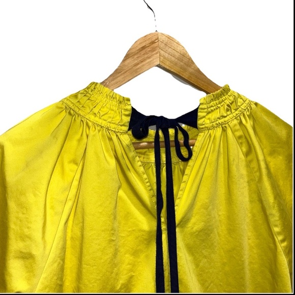 ROKSANDA yellow dress size medium mini bow cotton casual short sleeve spring - Picture 11 of 16